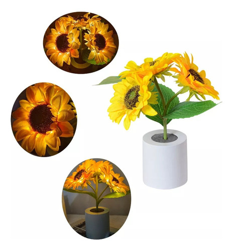 2024 Lámpara De Mesa De Noche Flores Led Recargable Usb