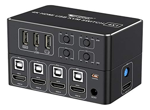 Conmutador Kvm Hdmi, Tendak 4k Hdmi 4 En 1 Salida