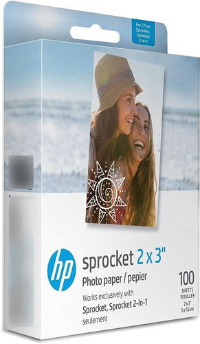 Papel Fotográfico Adhesivo Hp Zink® Sprocket 100 Hojas/5 X 7 Color Blanco