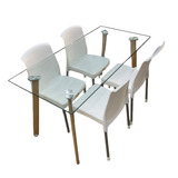 Mesa De Comedor De Vidrio Transparente 1.50 X 70 C/4 Sillas