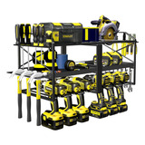 Power Tool Organizer, Wall Mounted Rack With 6 Drill Holders