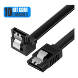 Kit 10 Cabo Dados Sata 3 6gbs 40cm Conector 90° Hd Ssd Preto