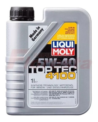 Aceite Sintetico Liqui Moly Top Tec 4100 Sae 5w40 1 Litro Repuestos Floresta