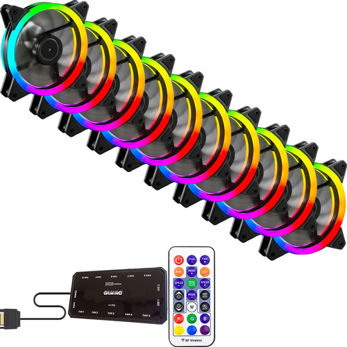 10 Cooler Fan Rgb 120mm Ventoinha Pc Controladora E Controle