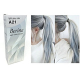 Tinte Para El Cabello Berina A21 Gris Claro De Plata Permane