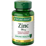 Zinc 50mg Nature's Bounty 200 Tabletas, Alta Potencia