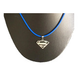 Dije Superman Collar Caucho Azul Plata Ley 925 Taxco