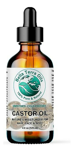 Aceite De Ricino 4 Oz 100% Puro Prensado En Frío Refinado Or