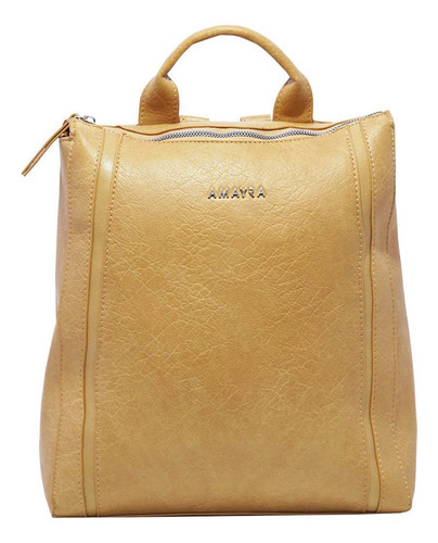 Mochila Bolso De Mano Street Cuero Pu Lisa Amayra Color Camel Diseño De La Tela Liso