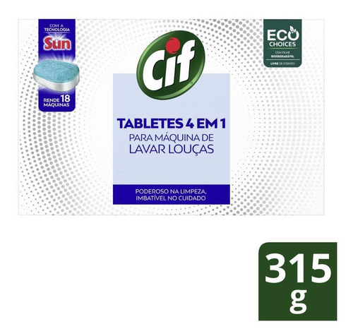 Detergente Tablete Cif Para Máquina De Lavar Louças 4 Em 1