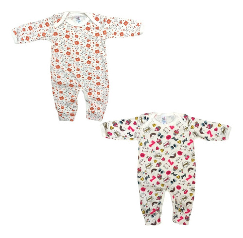 Kit 2 Pçs Macacão Body Algodão Roupa De Bebê Enxoval Pijama