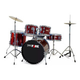 Bateria Spanking Pro Fire 20/14/12/10/14 Vinho C/ Banco Prat