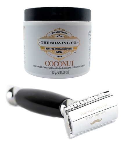 The Shaving Co Kit Crema De Afeitar Coco Y Rastrillo Negro