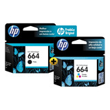 Kit Cartucho Impressora Hp 664 Preto E Color 2136 2676 3776