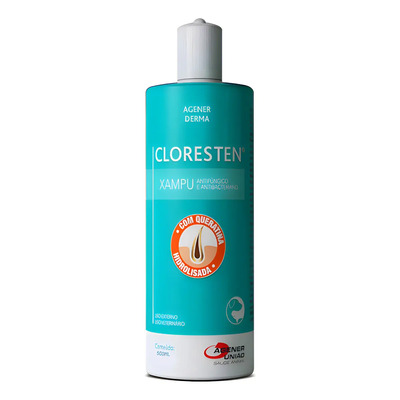 Shampoo Agener União Cloresten Antibacteriano e Antifúngico para Cães e Gatos 500 mL | Frete grátis