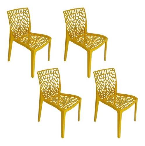 Cadeira Gruvyer Top Chairs Amarela - Kit Com 4