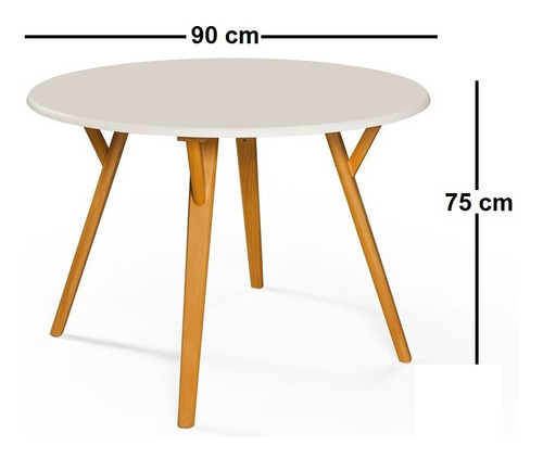 Mesa De Jantar Redonda Liz 90cm Para 2 Cadeiras Pés Madeira