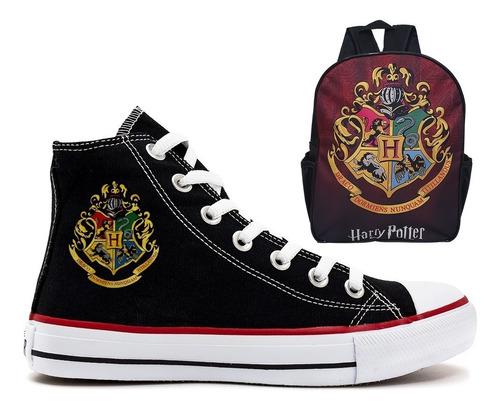 Kit Escolar Mochila + Tenis Harry Potter Escola Da Magia