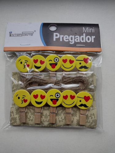 20 Mini Prendedor Emoticons/emoji Pregador Com Cordão 