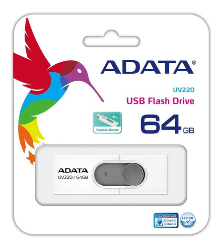 Memoria Usb 2.0 Adata Uv220 64gb Retráctil Blanco - Gris