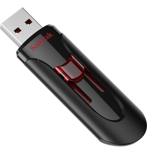 Memoria Usb Sandisk Cruzer Glide 128gb 3.0 Lisa Negro Y Rojo