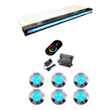 Kit Iluminação Piscina 6 Led Aço Inox + Cascata Com Led 80cm