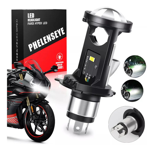 Faros Led H4 Hb2 9003 Tipo Lupa Para Moto Luz Altas Y Bajas | MercadoLibre