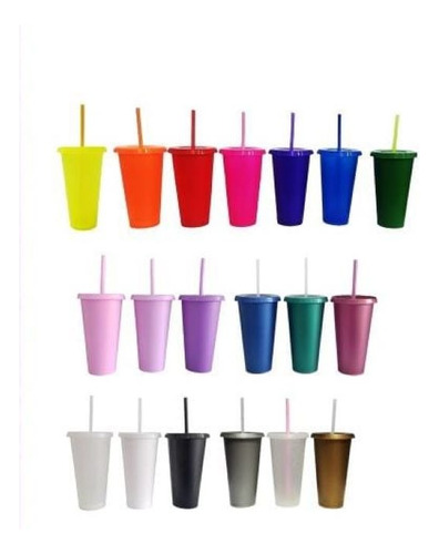 50 Vaso Neon Liberty 24oz No Personalizado Reusable T/popote