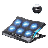 Base Enfriador Laptop Con 6 Ventiladores Externo 2 Usb