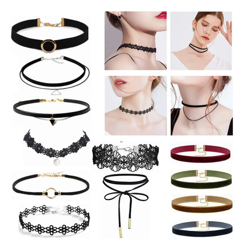 Gargantilla Choker Necklaces Color Lace, Accesorios Collar | MercadoLibre