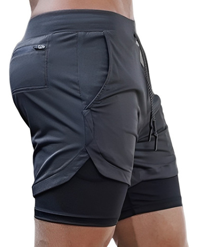 Licra Deportiva 2 En 1 Hombre Correr Con Gimnasio Short