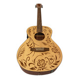 Bamboo Guitarra Electroacústica Ga-38-rock&roses-q Con Funda Color Natural Material Del Diapasón Nogal Orientación De La Mano Diestro