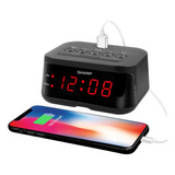 Sharp Reloj Despertador Digital Con Puerto De Carga Usb Y Pa