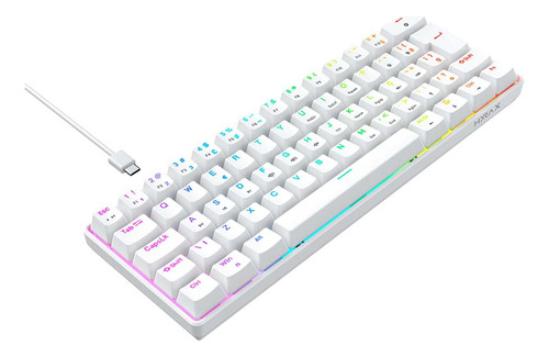 Teclado Gamer Mecânico Hyrax Thunder Hck61, Abnt2, Branco 