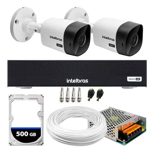 Kit Cftv 2 Câmeras Segurança Hd 720p Dvr Intelbras 4ch E Hd