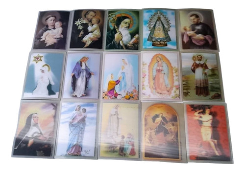 Estampita Lenticular 3d 10.5 X 7.5cm Virgen San Santo X Unid