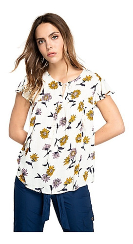 Blusa Remera Camisola Estampada Con Cordón Viscosa Importada