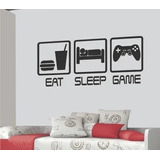 Vinil Decorativo Gamer Sticker De Pared Calcomania Eat Sleep