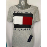 Playera Tommy Hilfiger De Mujer Talla M Color Gris Original