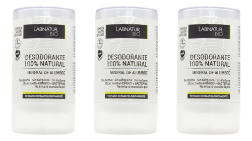 Pack X 3 Desodorante Piedra Alumbre 100% Natural 120g