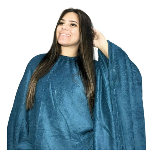 1 Poncho De Microfibra Plush Fleece Mantinha Unissex