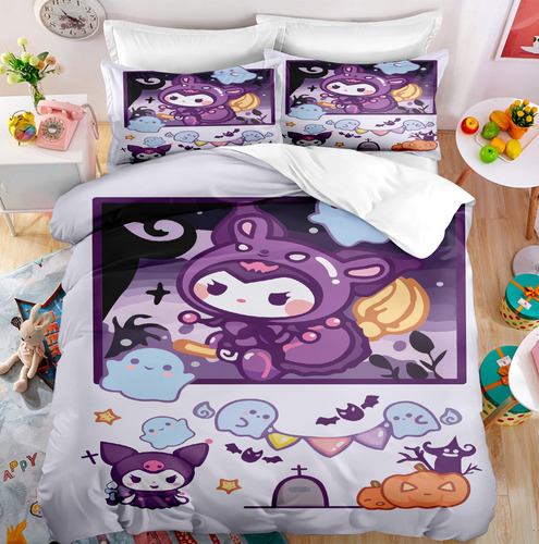 Funda De Edredón Kuromi, Fundas De Almohada, Cama Doble