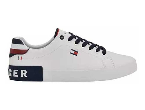 Tenis Tommy Rezz Blanco Con Talón Y Agujetas En Color Azul