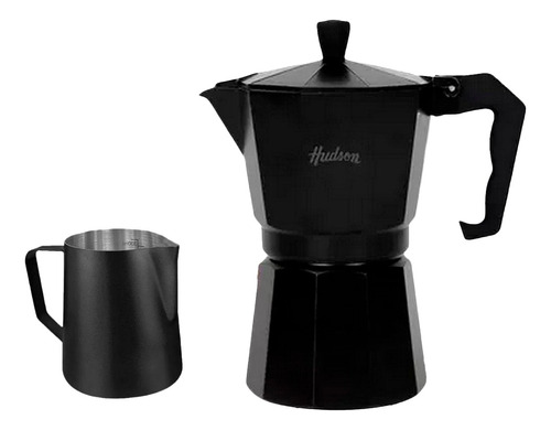 Set Jarro Leche Barista Cafetera Italiana 9 Tz Total Black