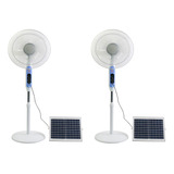 Ventilador Con Panel Solar Y Luz Recargable De 16pulgs 2pzs