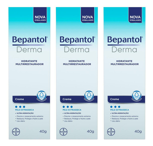 Kit 3 Bepantol Derma Creme Multirrestaurador 40g  Bayer