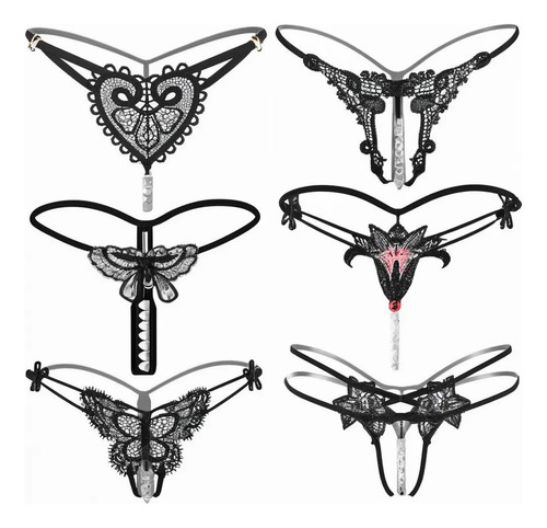 6pcs Tanga Sexy De Hilo Dental Con Masaje Perlas Y Encaje Sm | MercadoLibre