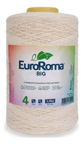 Barbante Euroroma Big Cone 1800g Fio Número N 6 Para Crochê 