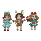 Imanes De Niñas Reno De Navidad P/ Refrigerador 3 Pz 