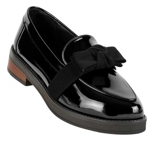 Zapato Mocasin Vestir Tacon Mujer Negro Lady One 08604004